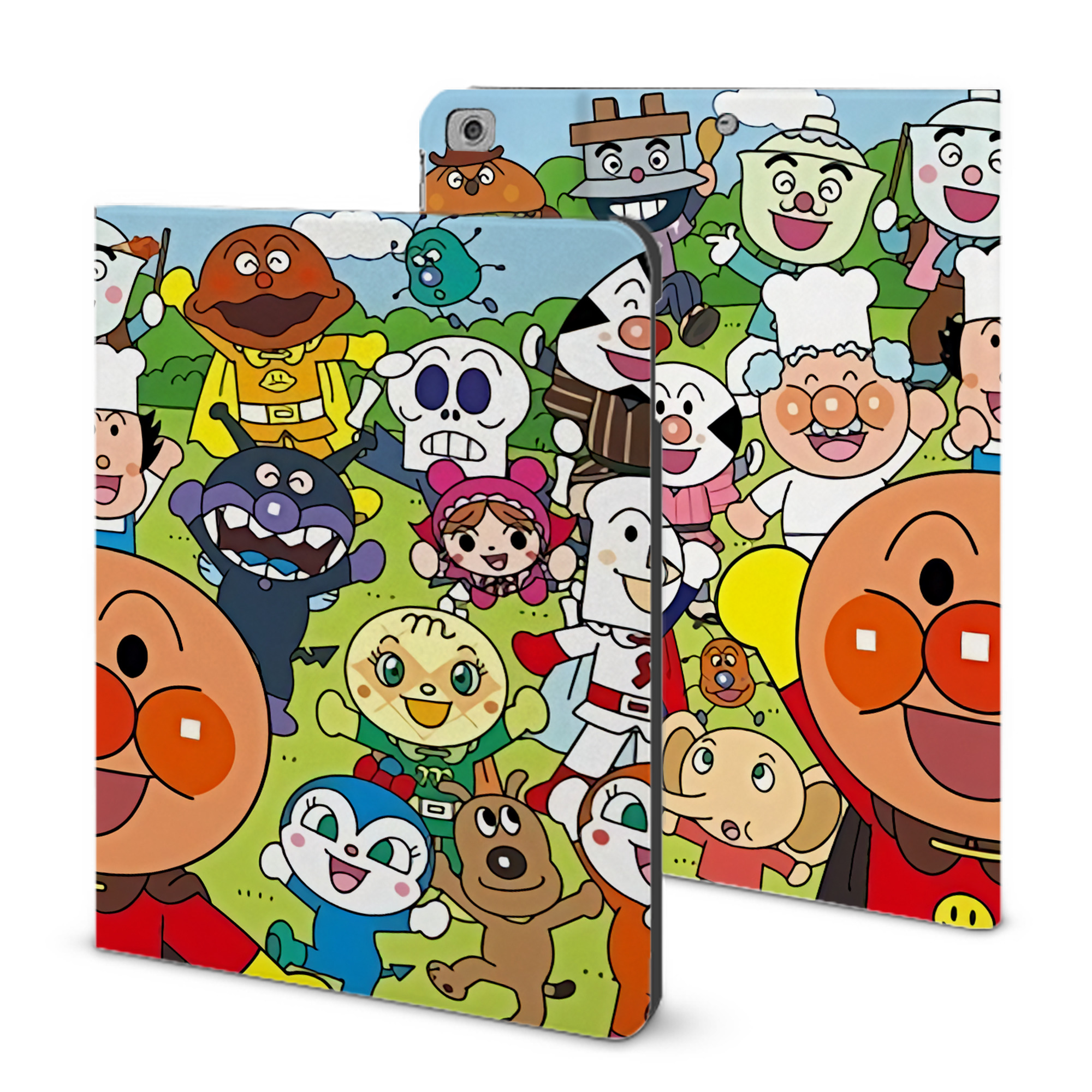 （画像用） アンパンマン Anpanman IPad ケース ブック型 PUレザー TPU 耐衝撃 軽量 薄型 ペン収納なし 全面保護 IPad 各モデル対応